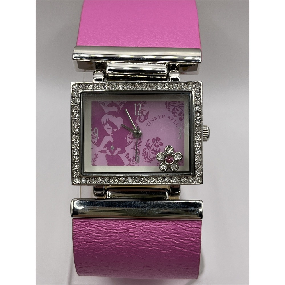 Disney Store Tinker Bell Women's Quartz Watch Genuine Leather Band- New Battery